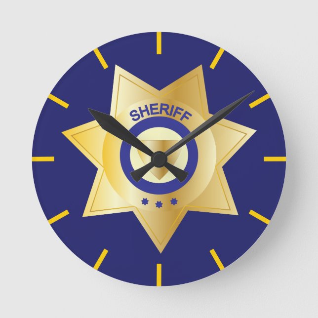 Reloj Redondo Mediano Novedad de la insignia Sheriff Gold Star (Anverso)