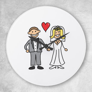 Reloj Redondo Mediano Novia Y Groom (Añade Tu Propio Texto)