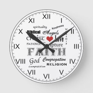 Reloj Redondo Mediano Nube cristiana de la Fe-Palabra+Corazón