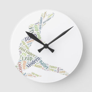 Reloj Redondo Mediano Nube de la palabra de la danza