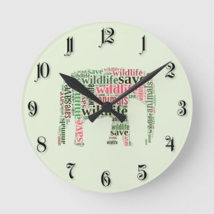 Reloj Redondo Mediano Nube de palabras elefantes
