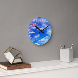 Reloj Redondo Mediano Nubes