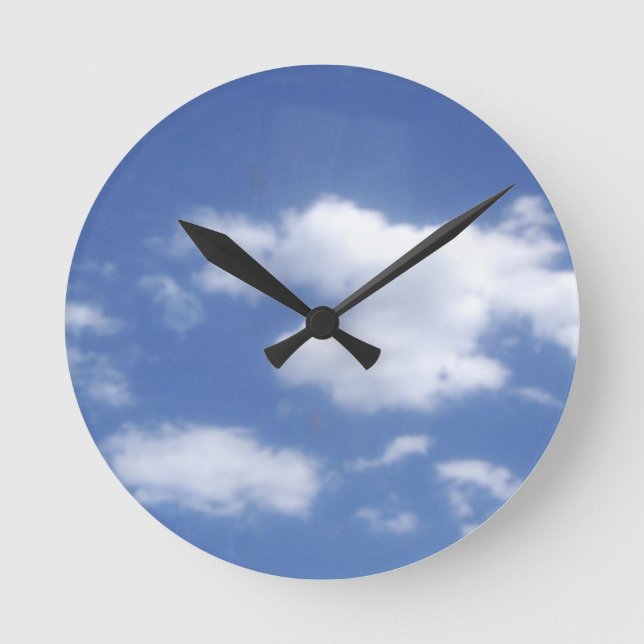 Reloj Redondo Mediano nubes en cielo azul (Anverso)