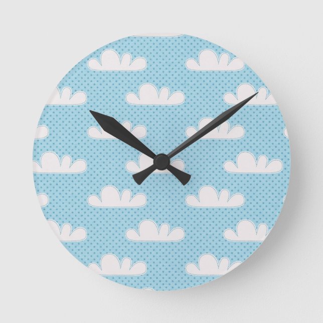 Reloj Redondo Mediano Nubes nubes nubladas cielo azul Dotty (Anverso)