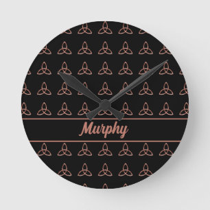 Reloj Redondo Mediano Nudo de Trinidad Celta Moderno Apellido Irlandés