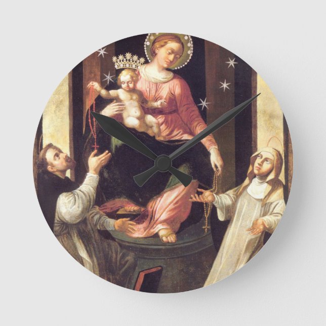 Reloj Redondo Mediano Nuestra Señora Del Rosario Venerada En Pompeya (Anverso)