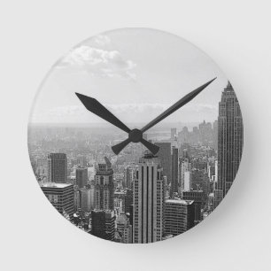Reloj Redondo Mediano Nueva York en blanco y negro
