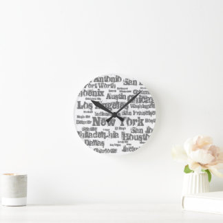 Reloj Redondo Mediano Nueva York Los Angeles Chicago Las ciudades de los