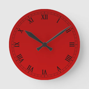 Reloj Redondo Mediano Numerales Romanos Clásicos En Gradiente Rojo