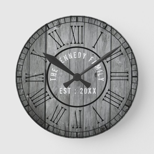 Reloj Redondo Mediano Numerísimos romanos negros de la granja de madera  (Anverso)