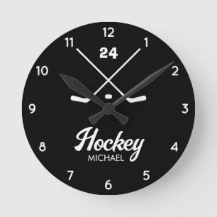Reloj Redondo Mediano Número de nombre del jugador de hockey personaliza