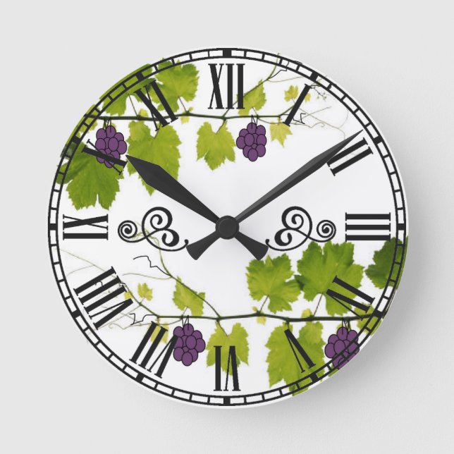 Reloj Redondo Mediano Número romano de las uvas y de las vides (Anverso)