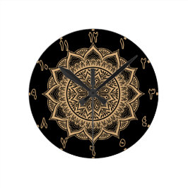 Reloj Redondo Mediano Números árabes Mandala
