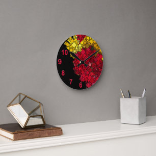 Reloj Redondo Mediano Números rojos negrita geométrica abstracta contemp