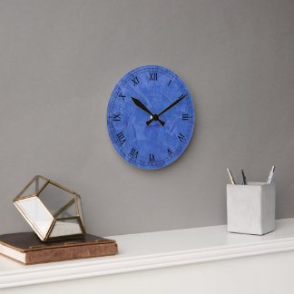 Reloj Redondo Mediano Números Romanos Acabado Falso Azul Brillante