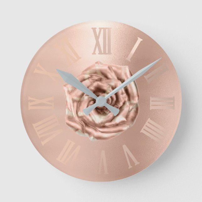 Reloj Redondo Mediano Numeros romanos de cobre metálicos de Rosa Monochr (Anverso)