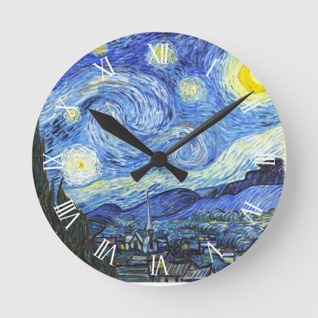 Reloj Redondo Mediano Numeros romanos de la noche Van Gogh Starry (Anverso)