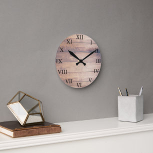 Reloj Redondo Mediano Números romanos de madera de granero rústico vinta