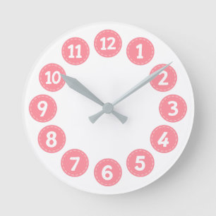 Reloj Redondo Mediano Números rosados lindos