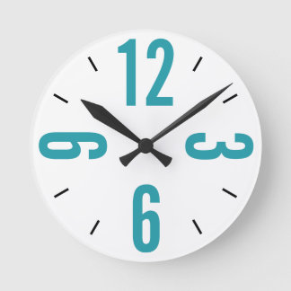 Reloj Redondo Mediano Numerosos números modernos verde azulados azules y