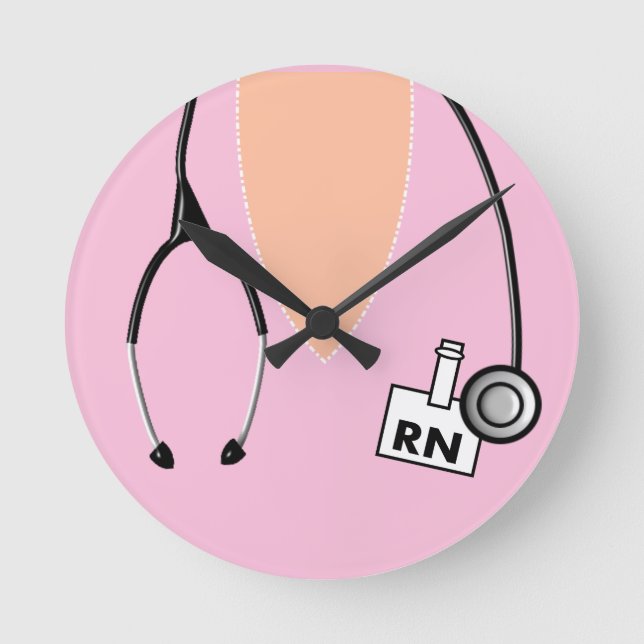 Reloj Redondo Mediano Nurse RN Scrub Pink  (Anverso)