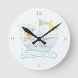 Reloj Redondo Mediano Nursera de oso para bebé dulce
