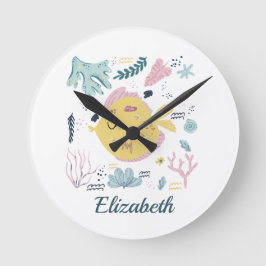 Reloj Redondo Mediano Nursera personalizada del océano marino de peces r