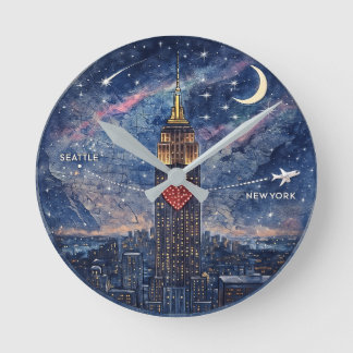 Reloj Redondo Mediano NYC to Seattle Wall Clock