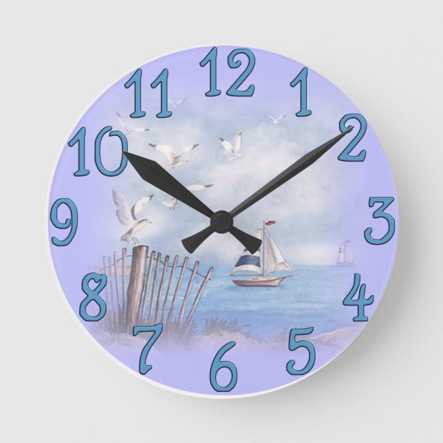 Reloj Redondo Mediano Ocean Beach Design Wall Clock (Anverso)