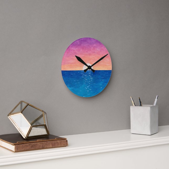 Reloj Redondo Mediano Ocean Sunset Design Wall Clock (Oficina)