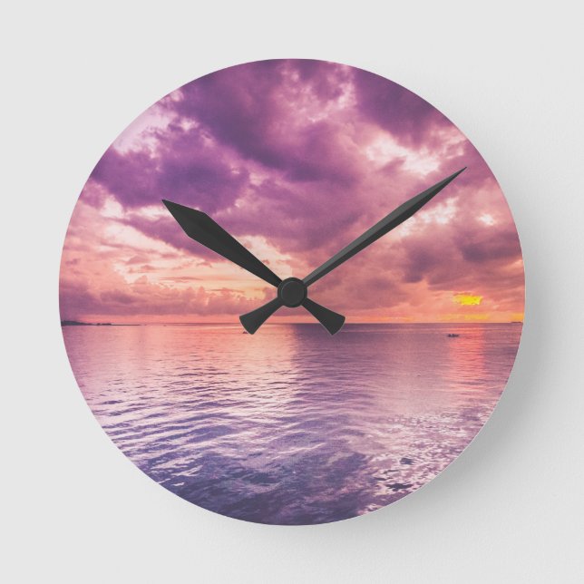 Reloj Redondo Mediano Ocean Sunset Inspirador (Anverso)