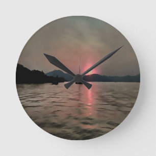 Reloj Redondo Mediano Ocean Sunset Sailboat Sunset Bozburun Marmaris