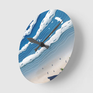 Reloj Redondo Mediano Ocean Waves Wall Clock 🌊 Coastal Blue Aesthetic