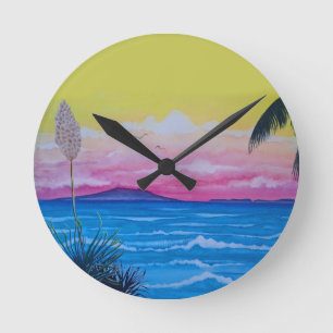 Reloj Redondo Mediano Océano atardecer