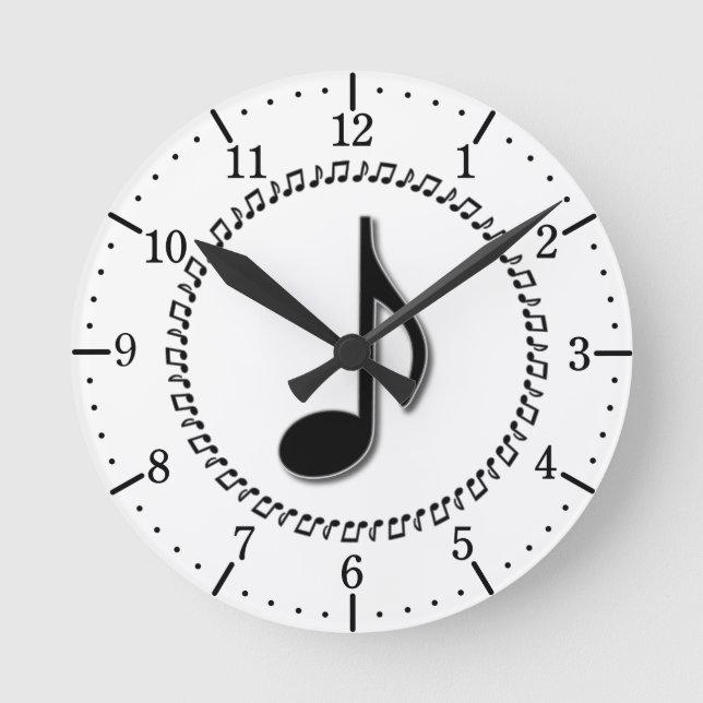 Reloj Redondo Mediano Octava Nota Diseño Musical (Anverso)