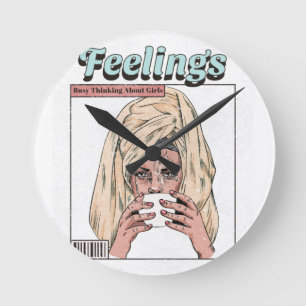 Reloj Redondo Mediano Ocupado Pensando En Los Chicas