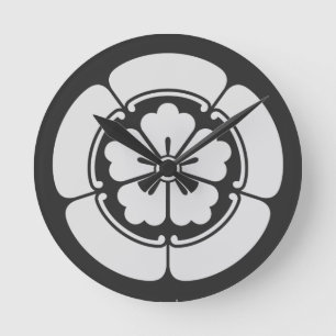 Reloj Redondo Mediano Oda Mokkou   KAMON [ Crest familiar japonés ]