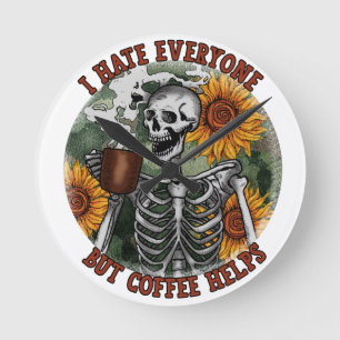 Reloj Redondo Mediano Odio A Todos Pero El Café Ayuda