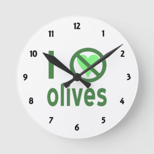 Reloj Redondo Mediano Odio las aceitunas No amo el verde