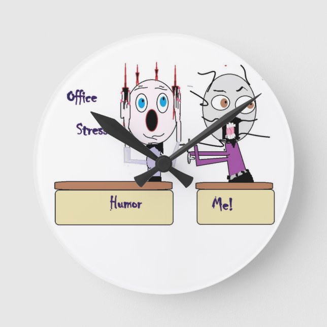 Reloj Redondo Mediano Office Stress Humor Wall Clock (Anverso)