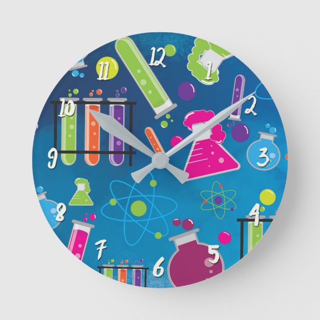 Reloj Redondo Mediano Oficina personalizada química colorida de la (Anverso)