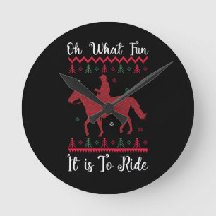 Reloj Redondo Mediano Oh What Fun It Is To Ride Horse Christmas