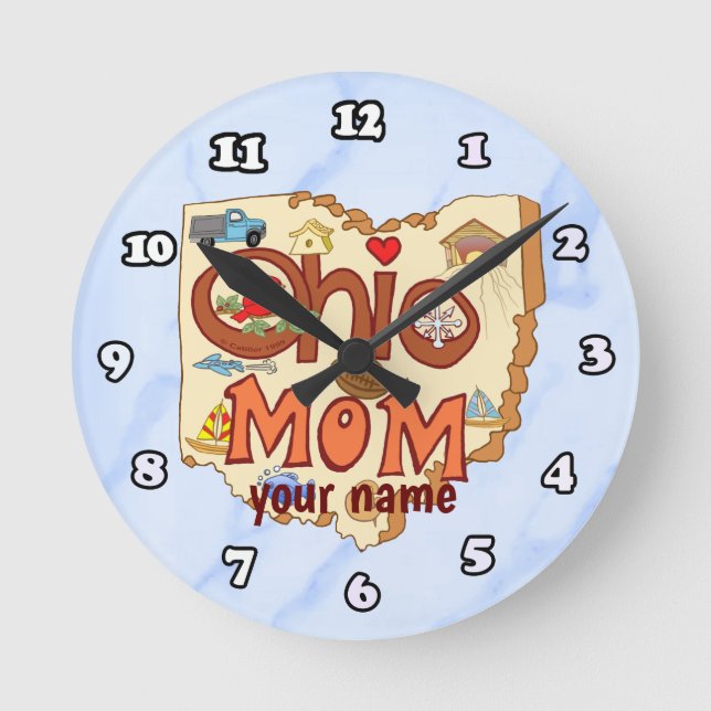 Reloj Redondo Mediano Ohio Mom (Anverso)