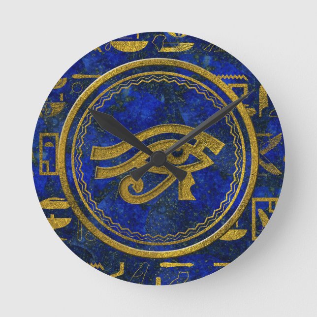Reloj Redondo Mediano Ojo egipcio del lapislázuli de Horus - de Wadjet (Anverso)