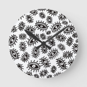 Reloj Redondo Mediano Ojos torrenciales blancos