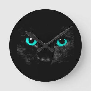 Reloj Redondo Mediano Ojos verdes del gato negro