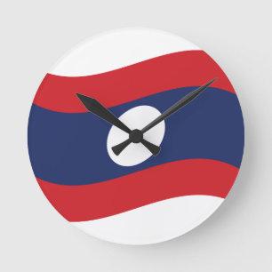 Reloj Redondo Mediano Ola de bandera de Laos
