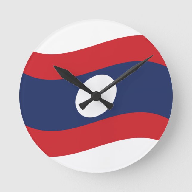 Reloj Redondo Mediano Ola de bandera de Laos (Anverso)