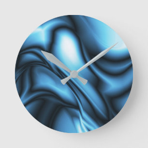 Reloj Redondo Mediano Ola de seda azul