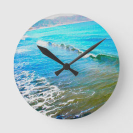 Reloj Redondo Mediano Olas de Acuarela